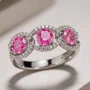 Round Cut Sterling Silver Chain Link Wedding Band Optional Stone/Metal Colors