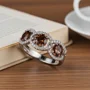 Round Cut Sterling Silver Chain Link Wedding Band Optional Stone/Metal Colors