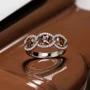Round Cut Sterling Silver Chain Link Wedding Band Optional Stone/Metal Colors