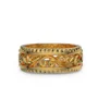 Sterling Silver Yellow Gold Wedding Ring with Hollowed-out Patterns