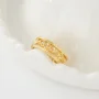 Sterling Silver Yellow Gold Wedding Ring with Hollowed-out Patterns