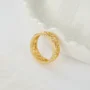 Sterling Silver Yellow Gold Wedding Ring with Hollowed-out Patterns