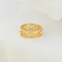 Sterling Silver Yellow Gold Wedding Ring with Hollowed-out Patterns