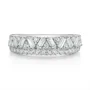 Baguette and Round Cut Two-Row Diamond White Sterling Silver Ring