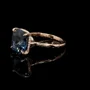 Cushion Cut Sapphire Blue Rose Gold Engagement Ring in 925 Sterling Silver