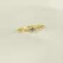 Diamond White Round Cut Yellow Gold Stacking Minimalist Ring in Sterling Silver