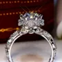 Round Cut Diamond White Art Deco Halo Engagement Ring in 925 Sterling Silver