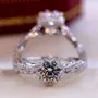 Round Cut Diamond White Art Deco Halo Engagement Ring in 925 Sterling Silver