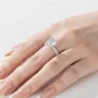 Radiant Cut Diamond White Art Deco Halo Engagement Ring in 925 Sterling Silver