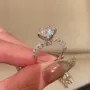 Round Cut Diamond White Art Deco Engagement Ring in 925 Sterling Silver