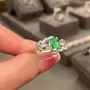 Radiant Cut Emerald Green Art Deco Engagement Ring in 925 Sterling Silver