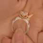 Round Cut Diamond White Bunny Rabbit Engagement Ring in 925 Sterling Silver
