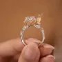 Round Cut Diamond White Bunny Rabbit Engagement Ring in 925 Sterling Silver