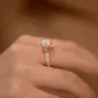 Round Cut Diamond White Bunny Rabbit Engagement Ring in 925 Sterling Silver