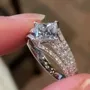 Princess Cut Diamond White 925 Sterling Silver Art Deco Engagement Ring
