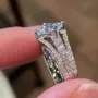 Princess Cut Diamond White 925 Sterling Silver Art Deco Engagement Ring