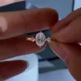 Oval Cut Diamond White Yellow Gold 925 Sterling Silver 3-Stone Engagement Ring