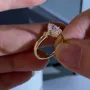 Oval Cut Diamond White Yellow Gold 925 Sterling Silver 3-Stone Engagement Ring