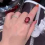Cushion Cut Garnet Red Art Deco Engagement Ring in 925 Sterling Silver