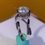 Round Cut Diamond White Art Deco Engagement Ring in 925 Sterling Silver