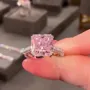 Princess Cut Fancy Pink 925 Sterling Silver Classic Engagement Ring
