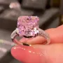 Princess Cut Fancy Pink 925 Sterling Silver Classic Engagement Ring