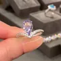 Pear Cut Amethyst Purple Art Deco 925 Sterling Silver Engagement Ring
