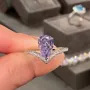 Pear Cut Amethyst Purple Art Deco 925 Sterling Silver Engagement Ring