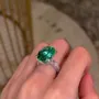 Oval Cut Emerald Green Art Deco 925 Sterling Silver Engagement Ring