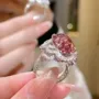 Oval Cut Fancy Pink Art Deco 925 Sterling Silver Engagement Ring