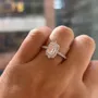 Emerald Cut Diamond White Halo 925 Sterling Silver Engagement Ring