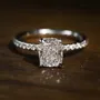 Cushion Cut Diamond White 925 Sterling Silver Hidden Halo Engagement Ring
