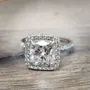 Cushion Cut Diamond White 925 Sterling Silver Halo Engagement Ring