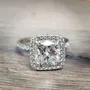 Cushion Cut Diamond White 925 Sterling Silver Halo Engagement Ring