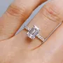 Emerald Cut Diamond White 925 Sterling Silver Classic Engagement Ring