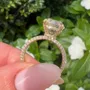 Round Cut Diamond White 925 Sterling Silver Yellow Gold Hidden Halo Engagement Ring