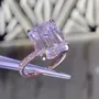 Emerald Cut Diamond White Hidden Halo 925 Sterling Silver Rose Gold Engagement Ring
