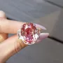 Oval Cut Fancy Pink 3-Stone 925 Sterling Silver Engagement Ring
