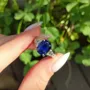 Radiant Cut Sapphire Blue Art Deco 925 Sterling Silver Engagement Ring