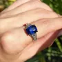 Radiant Cut Sapphire Blue Art Deco 925 Sterling Silver Engagement Ring