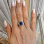 Oval Cut Sapphire Blue 3-Stone 925 Sterling Silver Engagement Ring