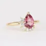 Pear Cut Garnet Red Art Deco 925 Sterling Silver Yellow Gold Engagement Ring