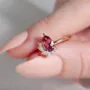 Pear Cut Garnet Red Art Deco 925 Sterling Silver Yellow Gold Engagement Ring
