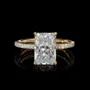 Radiant Cut Diamond White 925 Sterling Silver Yellow Gold Hidden Halo Engagement Ring