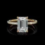 Emerald Cut Diamond White 925 Sterling Silver Yellow Gold Hidden Halo Engagement Ring