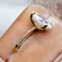 Oval Cut Diamond White 925 Sterling Silver Yellow Gold Hidden Halo Engagement Ring