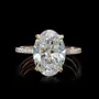 Oval Cut Diamond White 925 Sterling Silver Yellow Gold Hidden Halo Engagement Ring