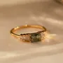 Radiant Cut Peridot Green Agate 925 Sterling Silver Yellow Gold Minimalist Engagement Ring