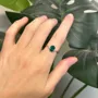 Oval Cut Emerald Green 925 Sterling Silver 3-Stone Minimalist Engagement Ring