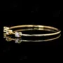 Round Cut Diamond White 925 Sterling Silver Yellow Gold 3-Stone Minimalist Stackable Ring